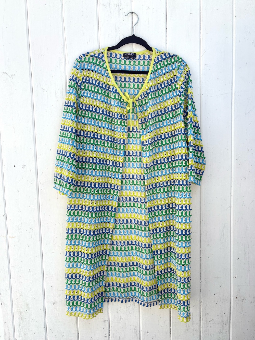 Verpass Crochet Swim Coverup in Green, Blue and Yellow